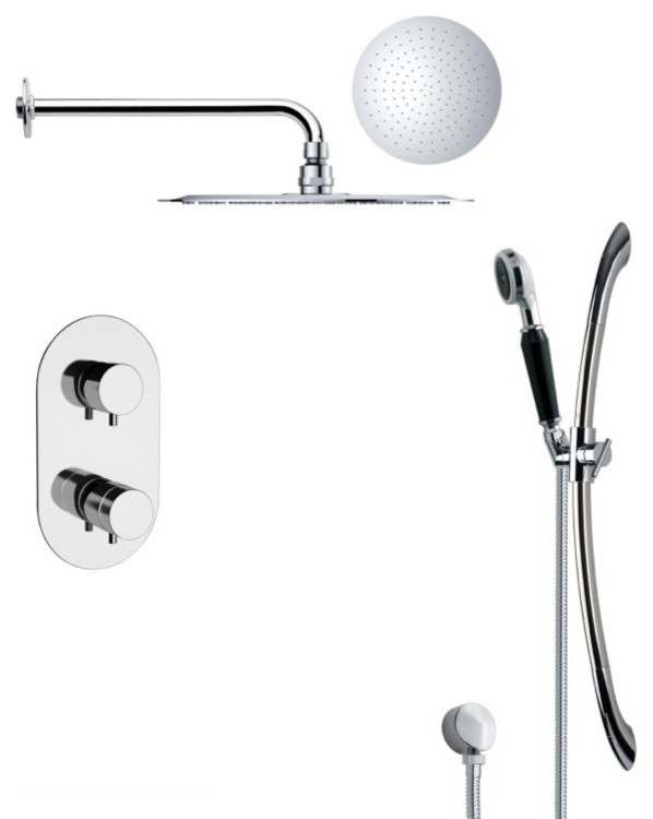 Modern Round Chrome Rain Shower Faucet Set