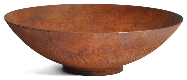 Metallic Series Round Corten Steel Bowl Planter - Traditional - Outdoor