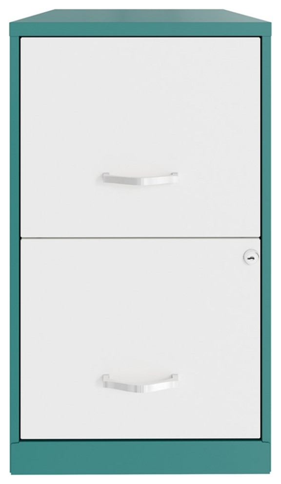UrbanPro 18". 2 Drawer Metal File in Turquoise/ White