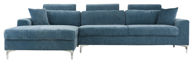Large Modern Velvet Sectional Sofa With Extra Wide Chaise Lounge Large Modern Velvet Sectional Sofa With Extra Wide Chaise Lounge Blue