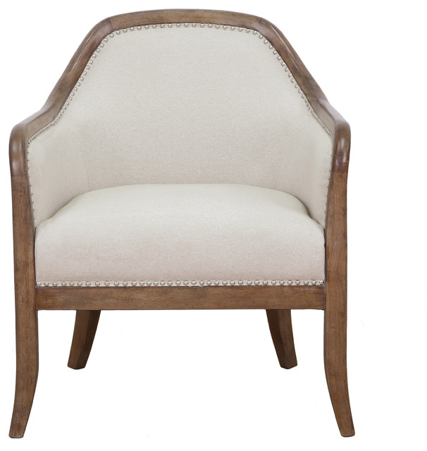 Farmhouse Style Beige Accent Chair Transitional Armchairs And