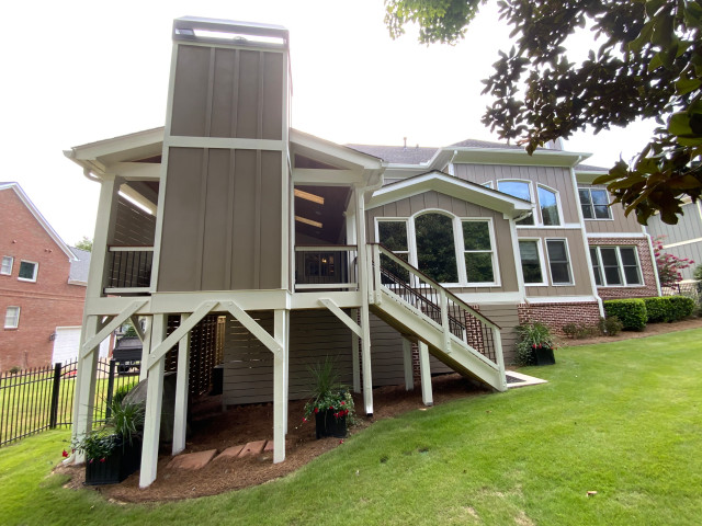 Open Porch with Fireplace in Suwanee, GA veranda