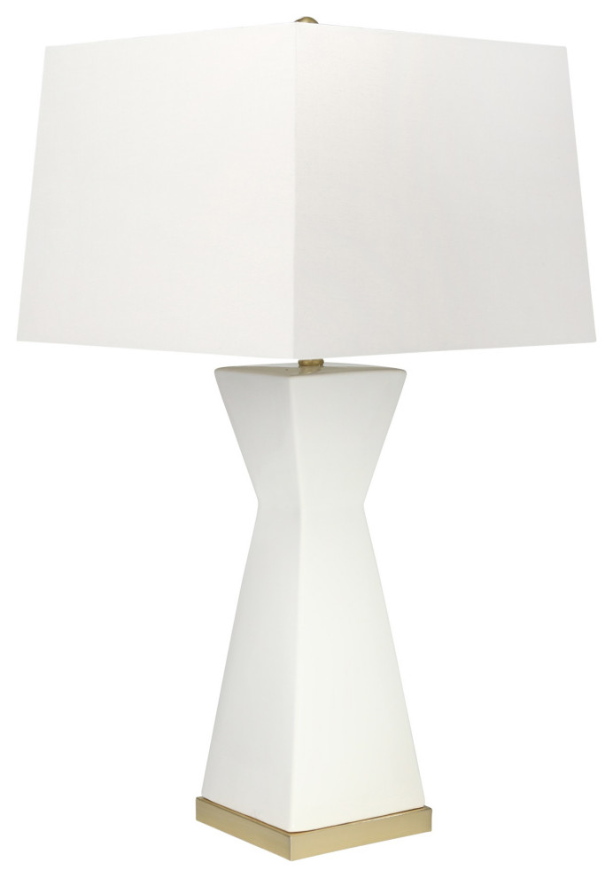 Ceramic 34" Hourglass Table Lamp, White Transitional Table Lamps