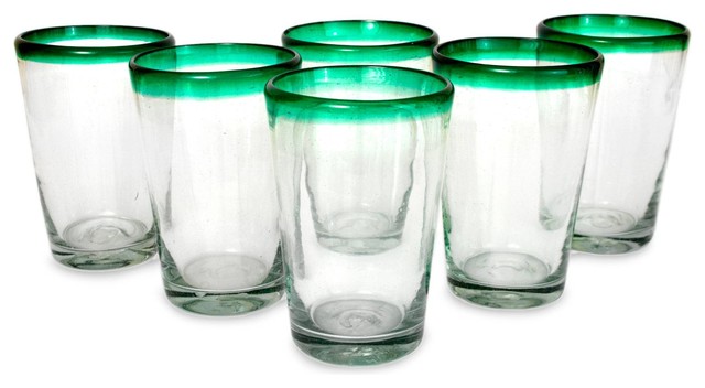 Drinking Glasses, 'Conical', Set of 6, Mexico