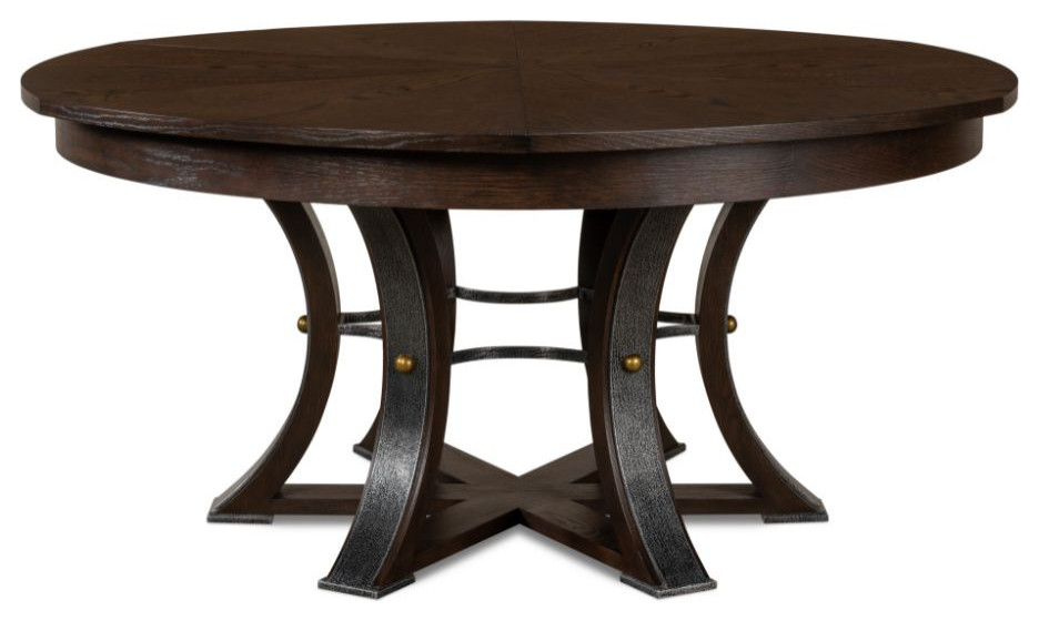 Tower Jupe Extendable Round Dining Table Burnt Brown Transitional