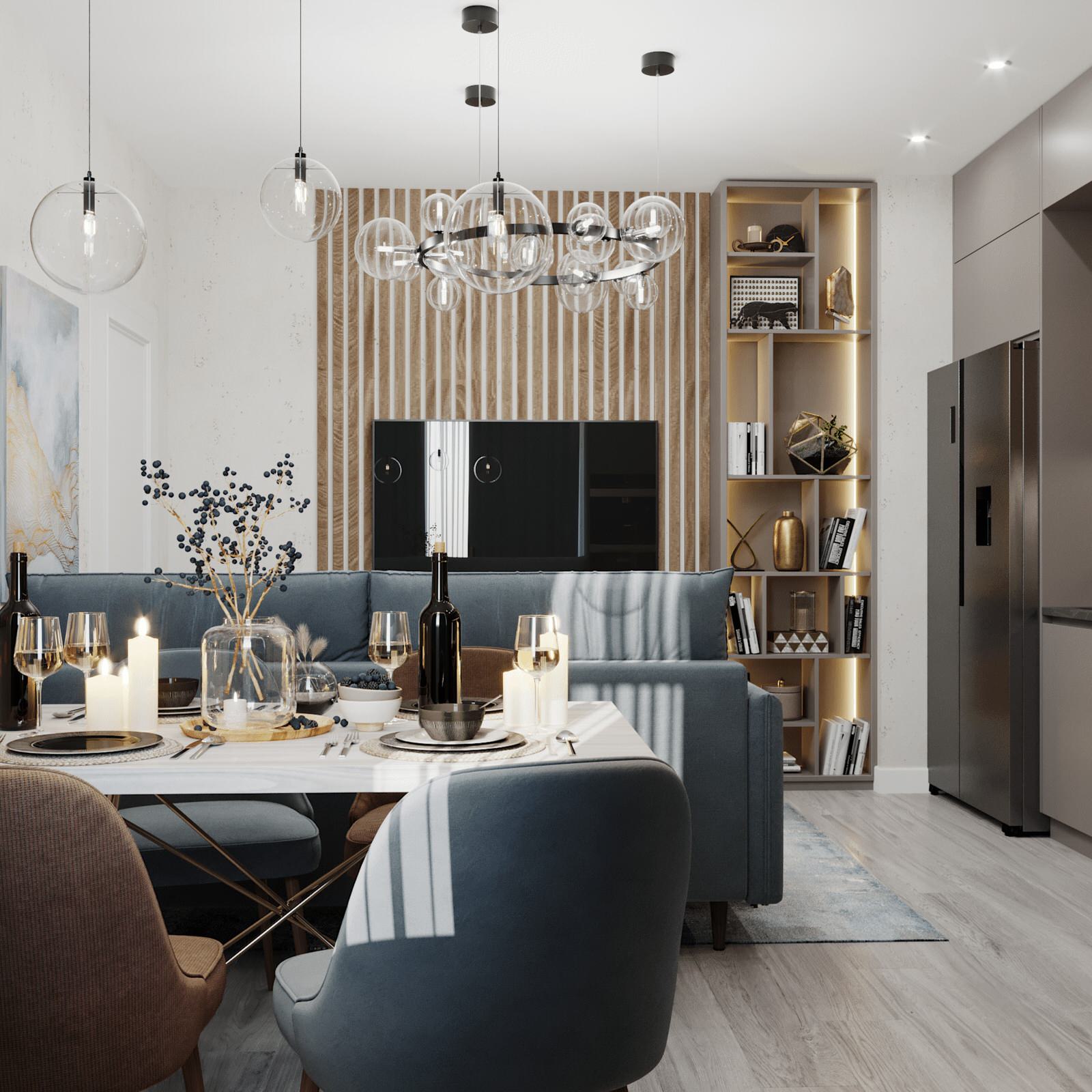 Дизайн кухни-гостиной