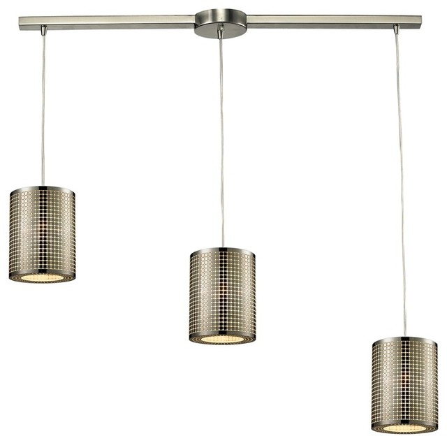 Lightgrid Collection 3-Light chandelier in Satin Nickel