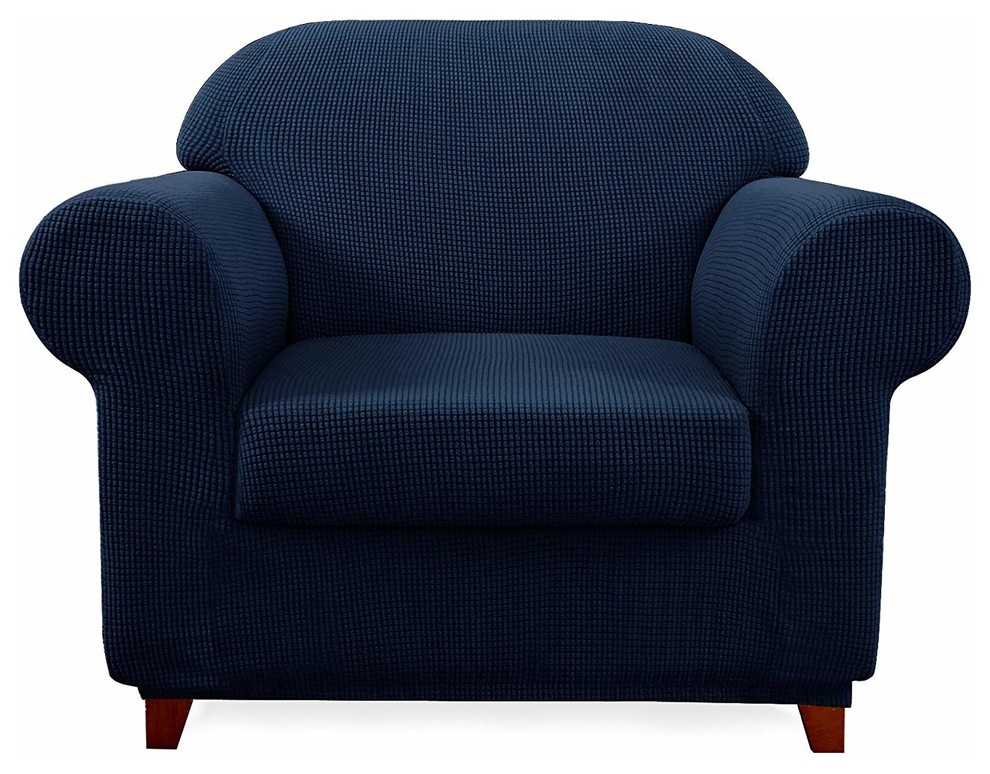 Subrtex 2-Piece Spandex Stretch Sofa Slipcover, Navy, Chair