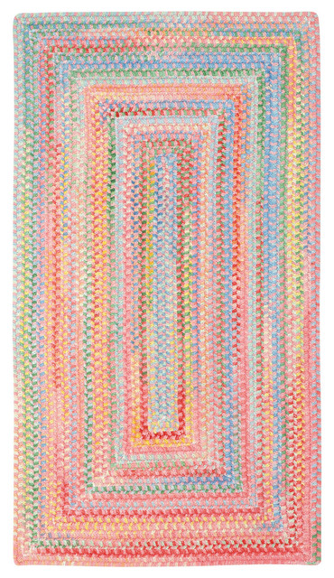 Baby's Breath Concentric Braided Rectangle Rug, Pink 2'3"x4'