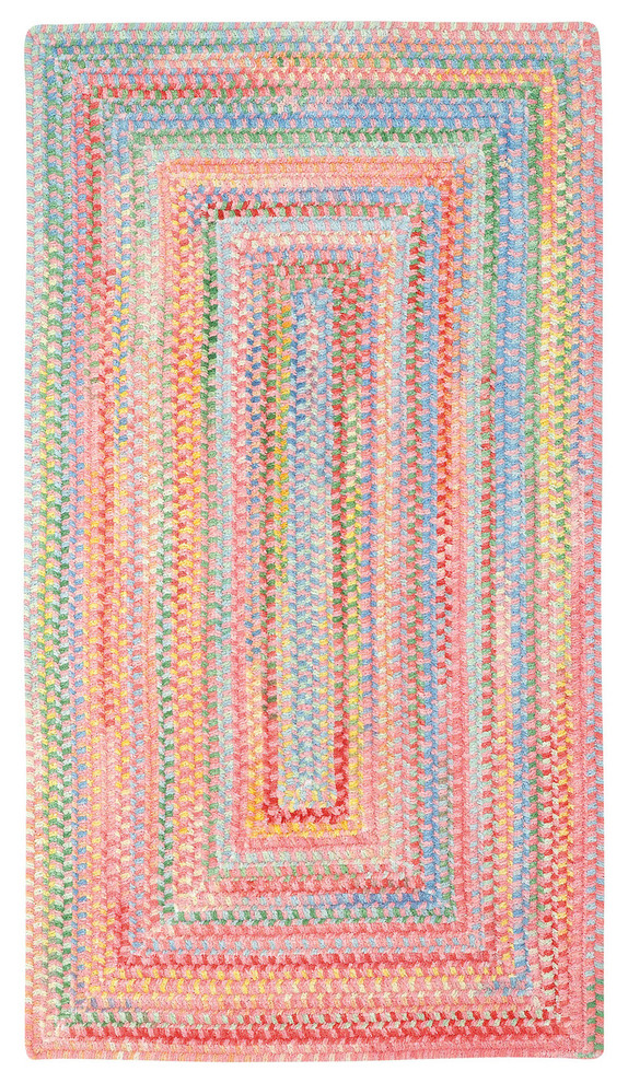 Baby's Breath Concentric Braided Rectangle Rug, Pink 2'3"x4'