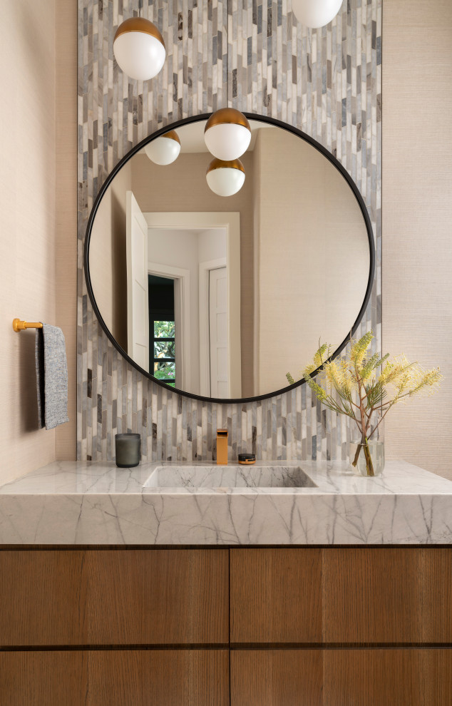 Inspiration for a modern powder room remodel in Austin