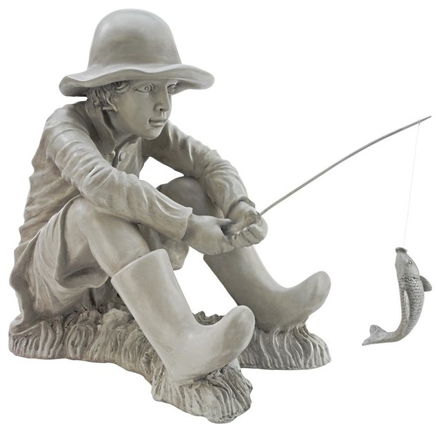 Gone Fishing Fisherman Statue Rustic Garden Statues And Yard Art By Design Toscano