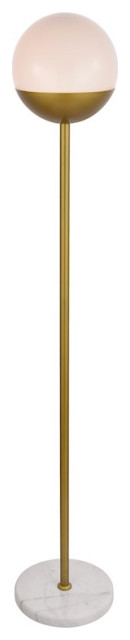 Living District Eclipse 1 Light Floor Lamp, Brass/Frosted White, 11"