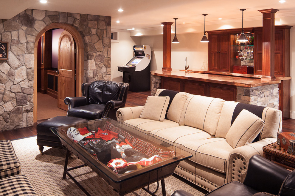 Design ideas for a traditional basement in Portland Maine.