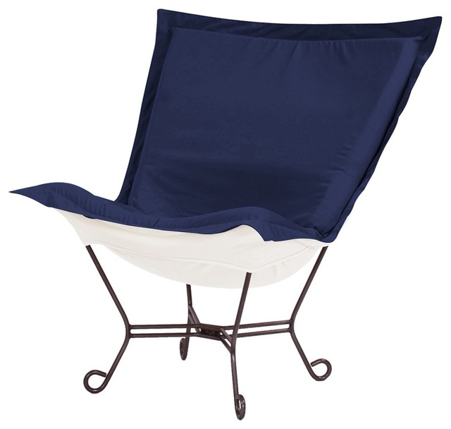 Starboard Ocean Scroll Puff Chair - Mahogany Frame