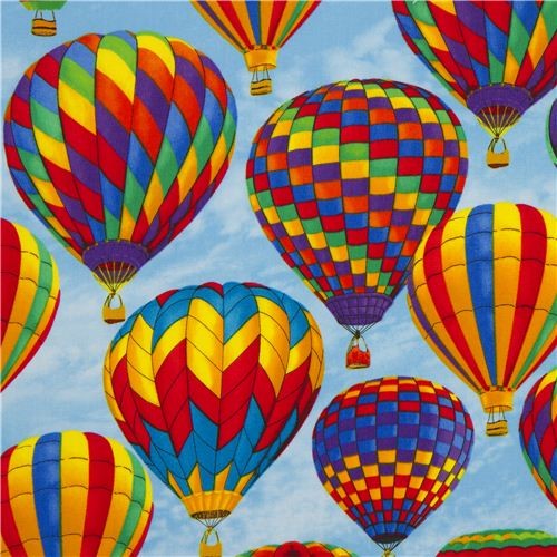 light blue hot-air balloon fabric by Timeless Treasures USA