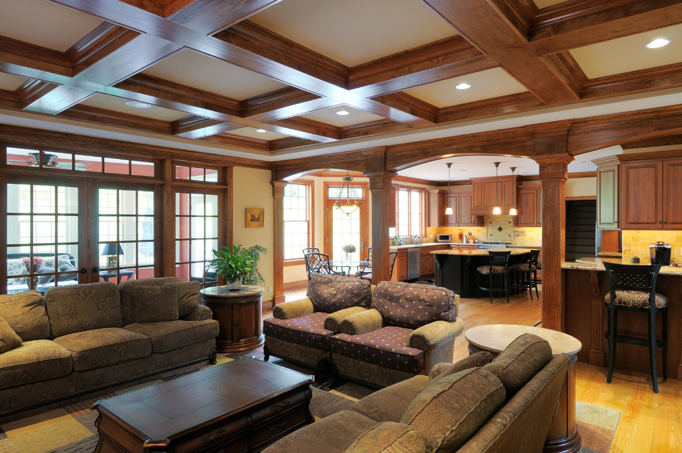 Inspiration for a traditional family room in Boston.