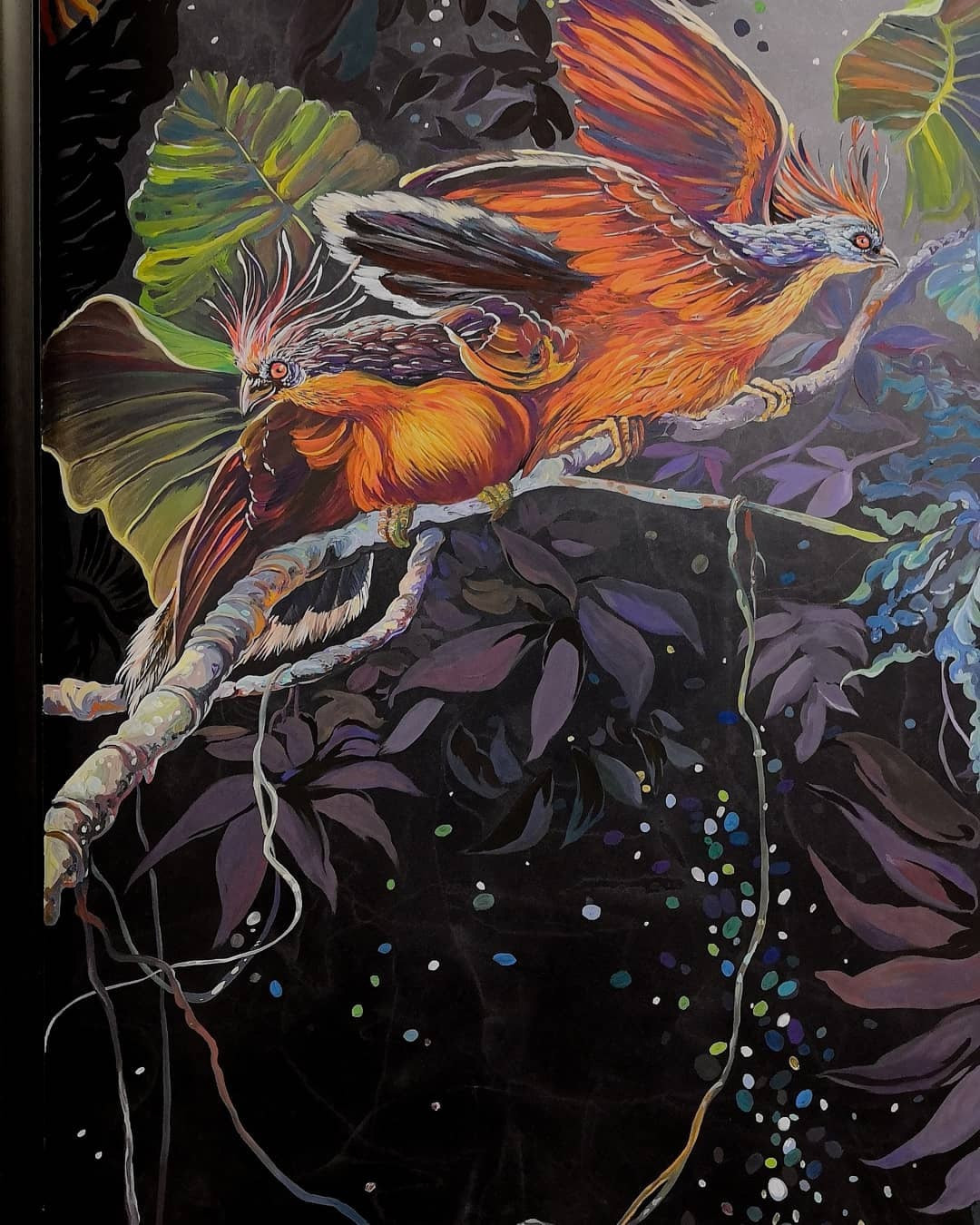 Роспись на декоративной штукатурке(чёрный шелк бархатный)