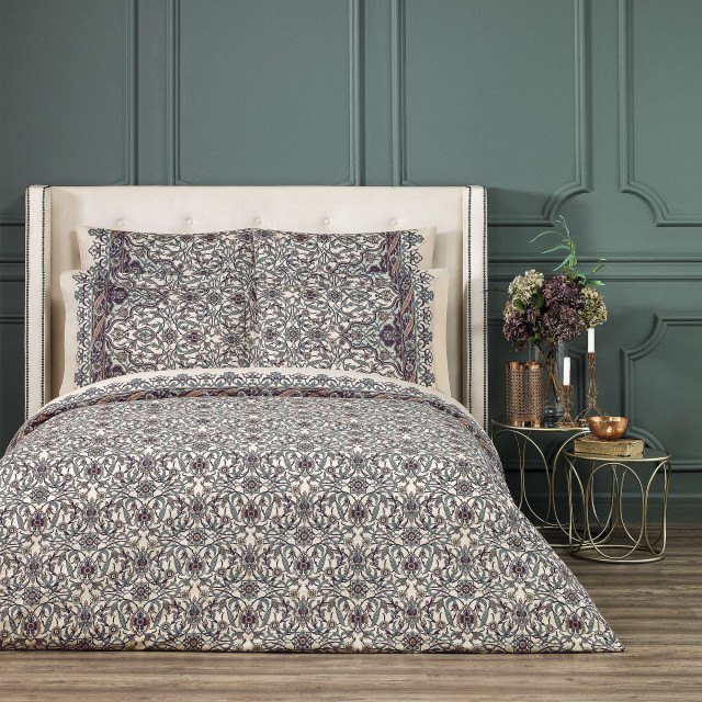 Samira Beige Duvet Cover Full Royal Satin Traditional Duvet Covers