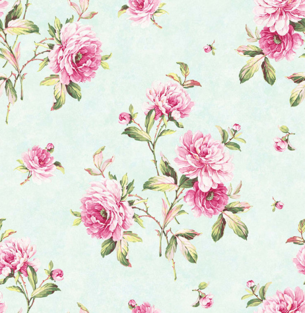 Adele Pink Peony Wallpaper - Contemporary - Wallpaper - by SK Filson