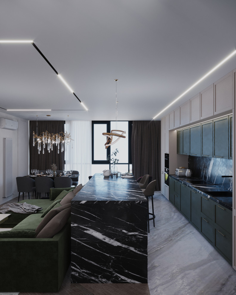 Кухня-гостиная+санузел в стиле Неоклассика