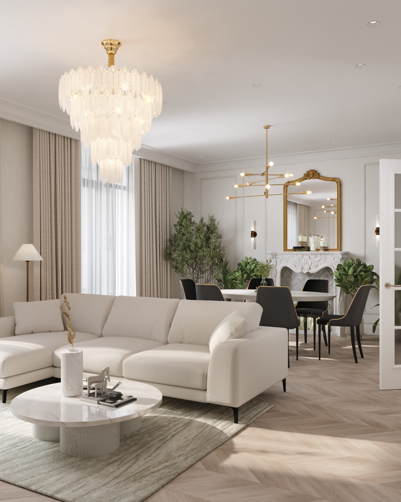 Светлая квартира с французским камином