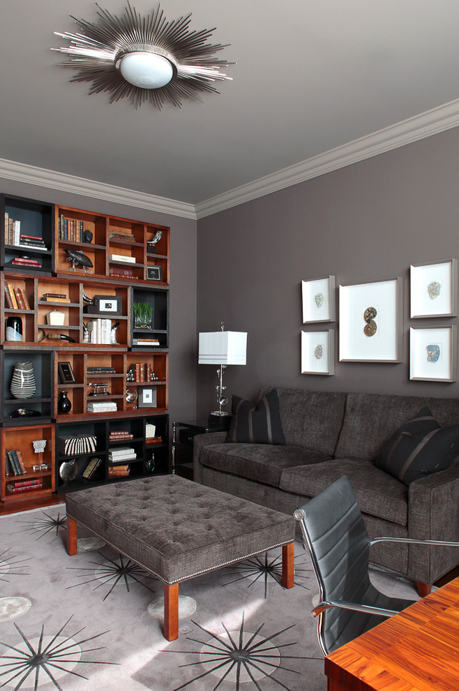 Inspiration for a transitional home office in Toronto with grey walls.