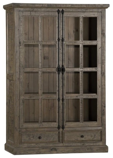 Tuscan Retreat Double Door Cabinet Aged Gray Finish Farmhouse