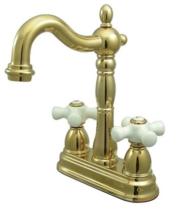 Kingston Brass KB1492PX Heritage Bar Faucet Without Pop-Up Rod, Polished Brass