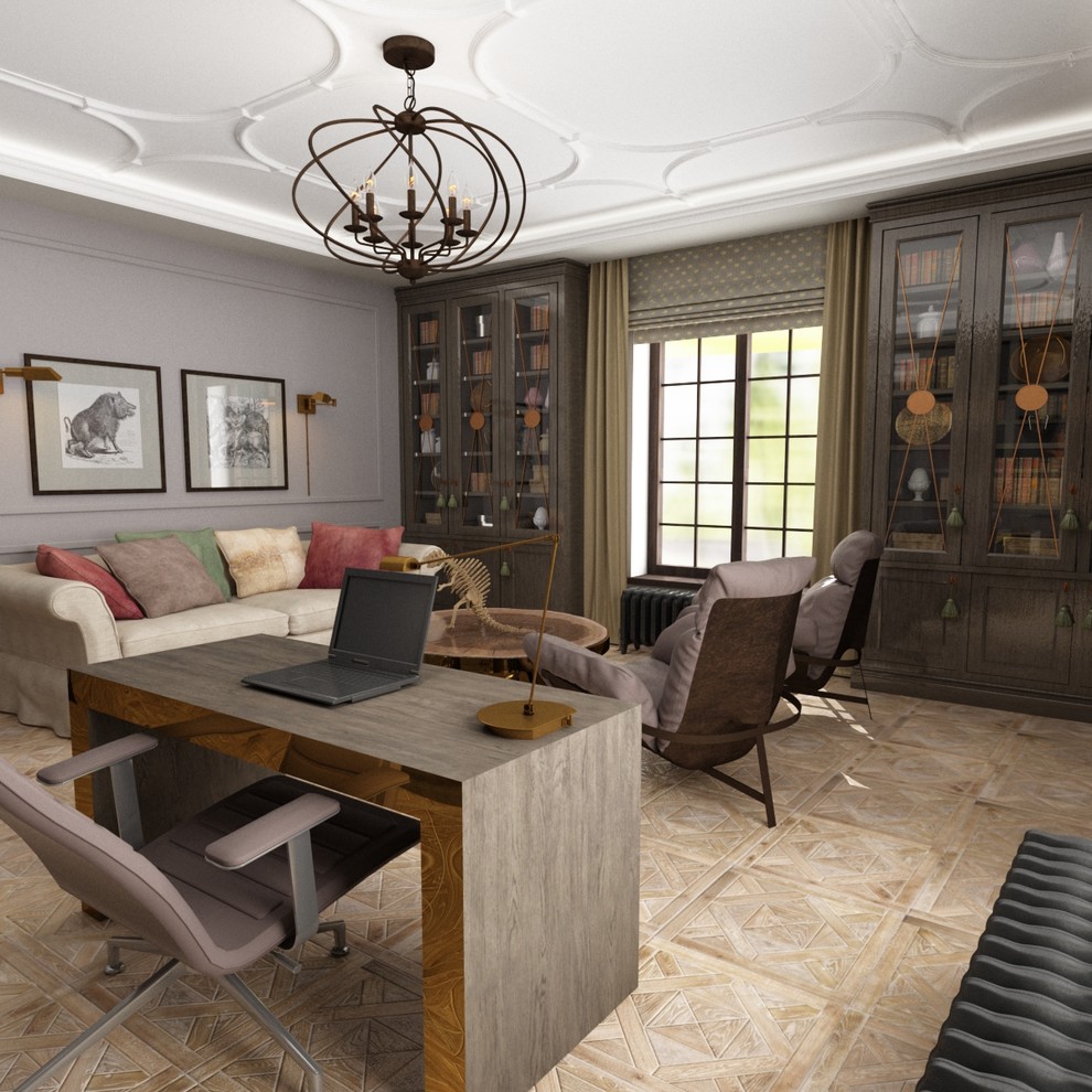 Гостиная и библиотека для частного дома на Широкой речке