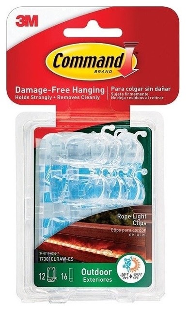 Command Outdoor Rope Light Clips, Clear, Plastic