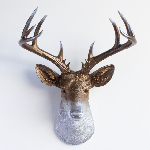 Faux Deer Head Wall Mount 14 Point Stag Head Antlers Rustic Wall