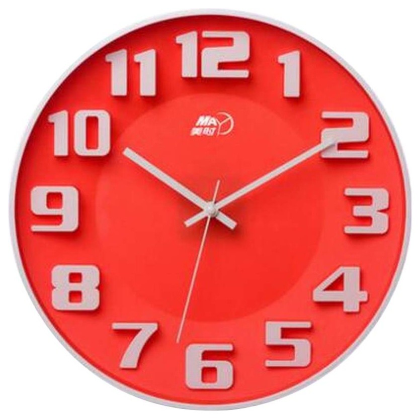 Red 14" Modern Wall Clock Decorative Silent NonTicking Wall Clock