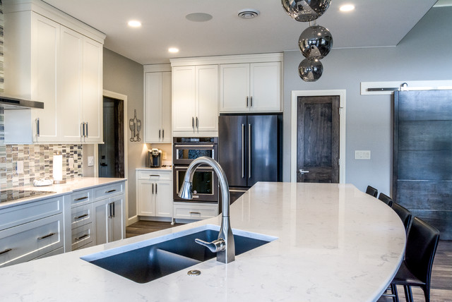 Kitchen With Beautiful White Cambria Quartz Countertops