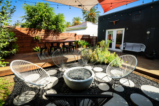 ホーム 屋外暖炉、収納付きラウンドウッドファイヤーピット、屋外の