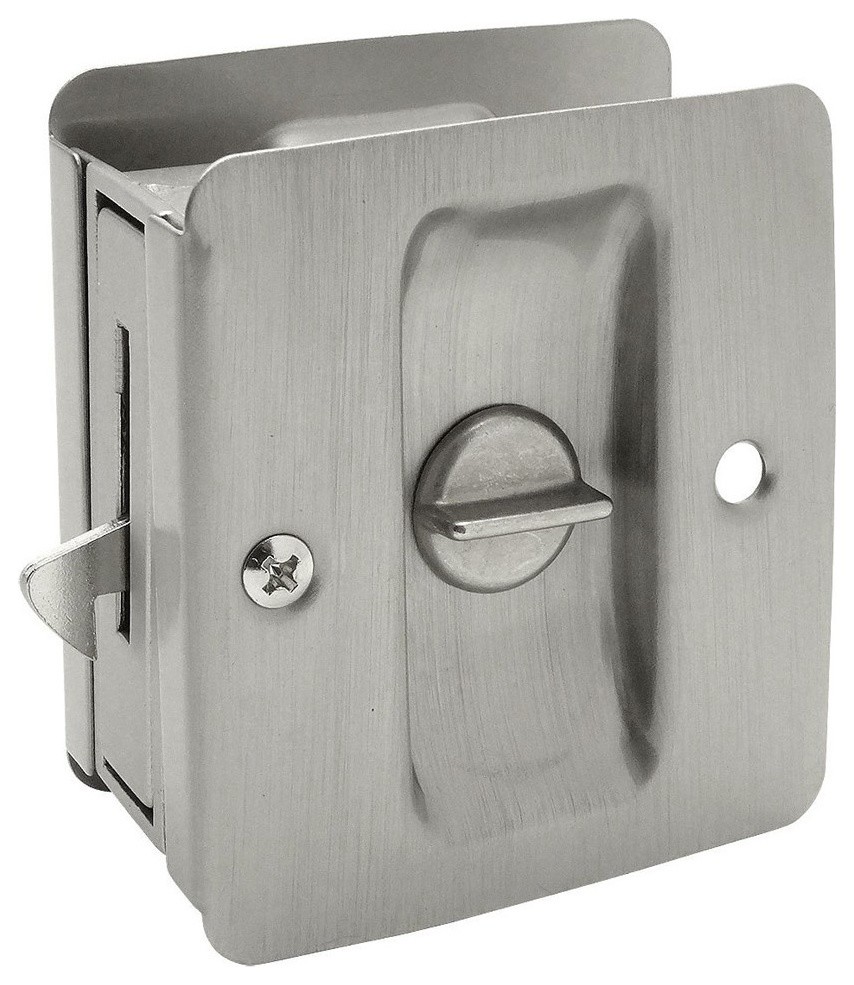 Satin Nickel Pocket Door Privacy Lock, 53836 Transitional Pocket