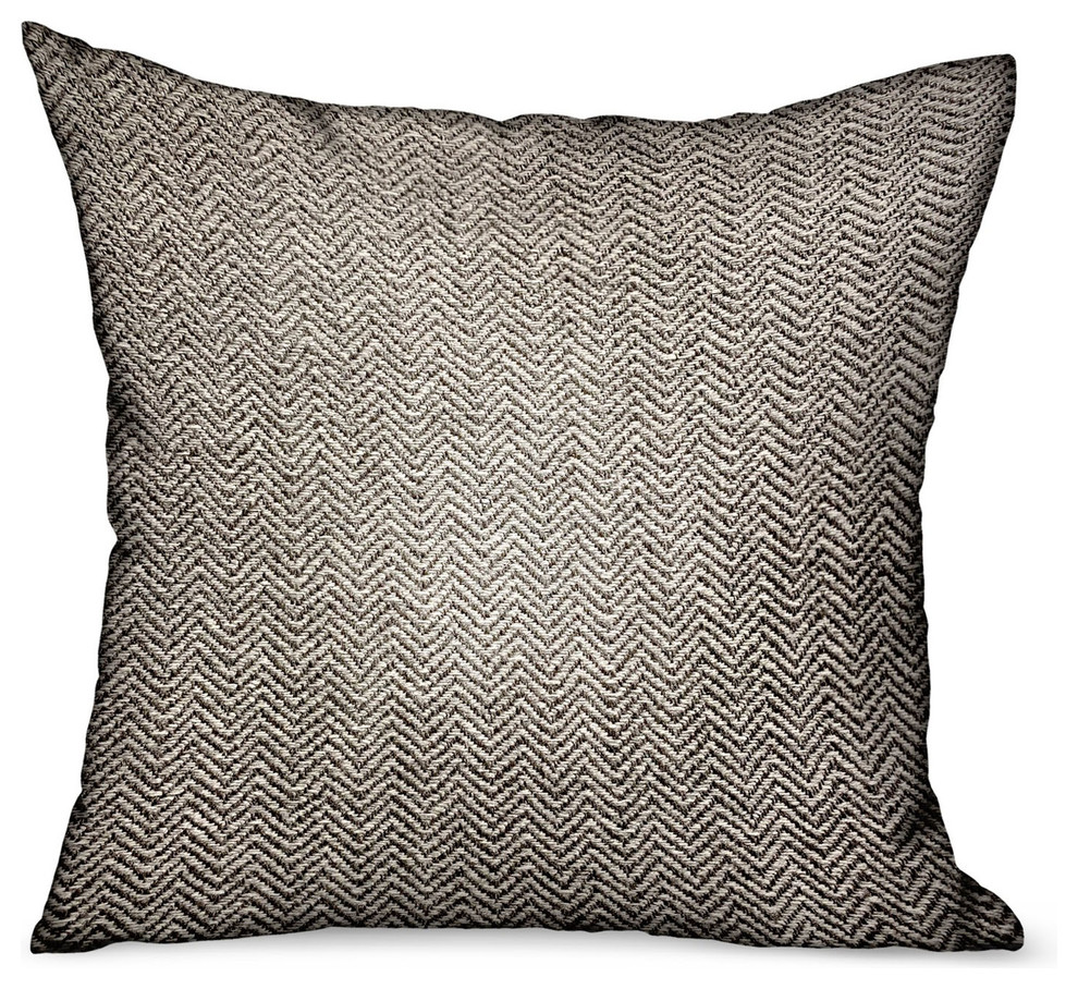 Plutus Jagged Ash Gray Chevron Luxury Outdoor/Indoor Throw Pillow, 16"x16"