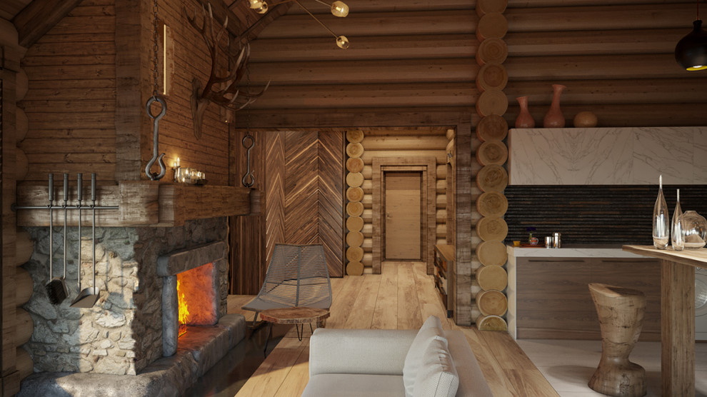 Интерьер дома в срубе