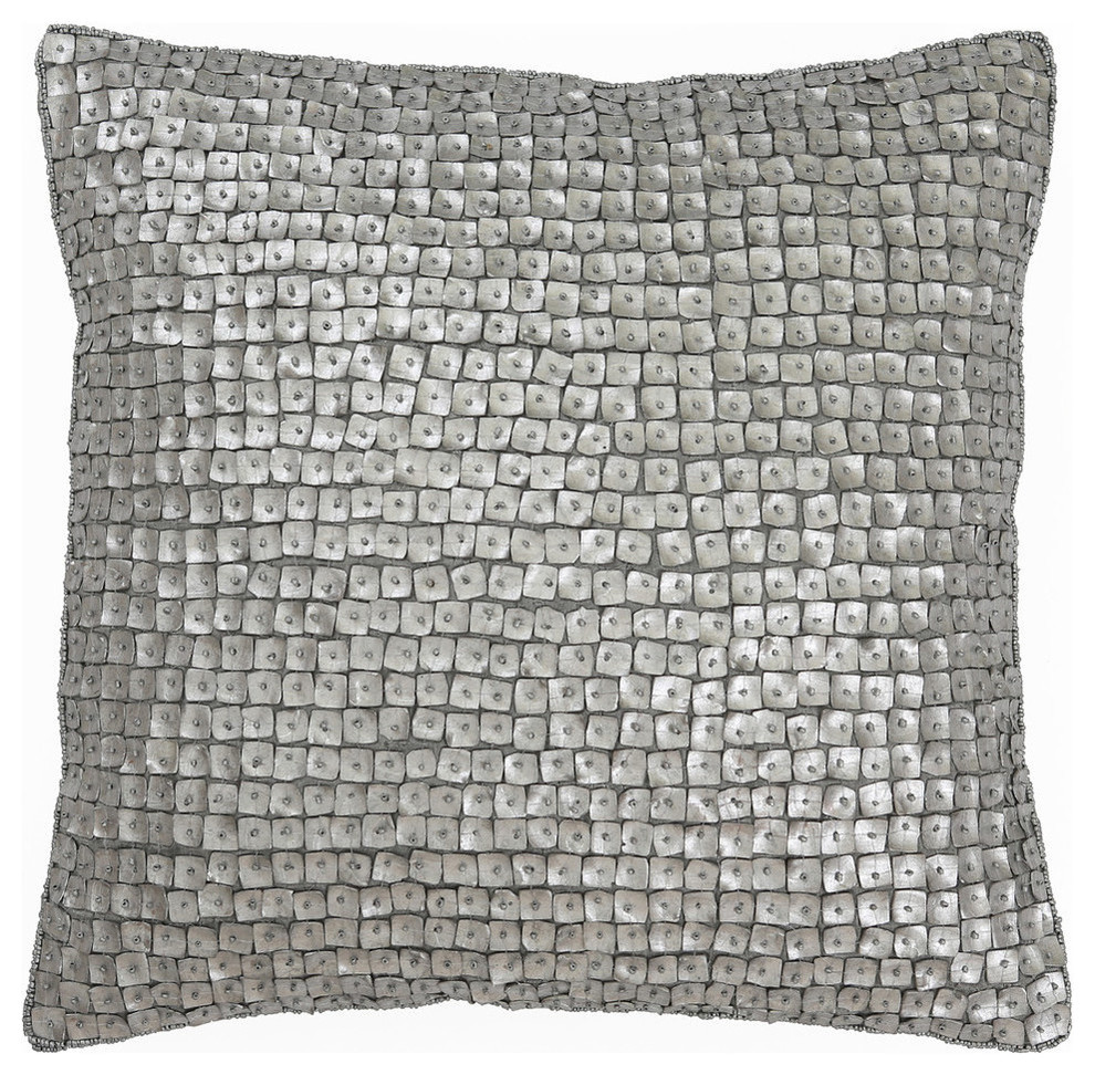 Mother of Pearl Pillow Cover, Silver