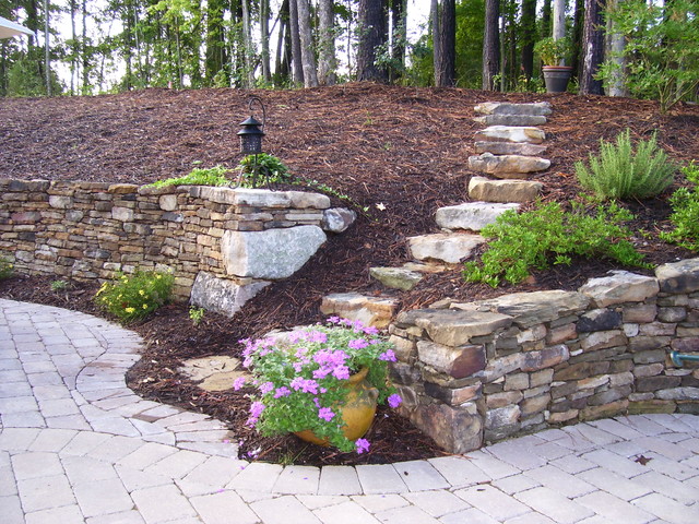 Old World Retaining Wall and Patio - Eclectic - Landscape ...