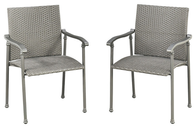 Home Styles Umbria Patio Dining Arm Chair in Gray (Set of 2) - Tropical