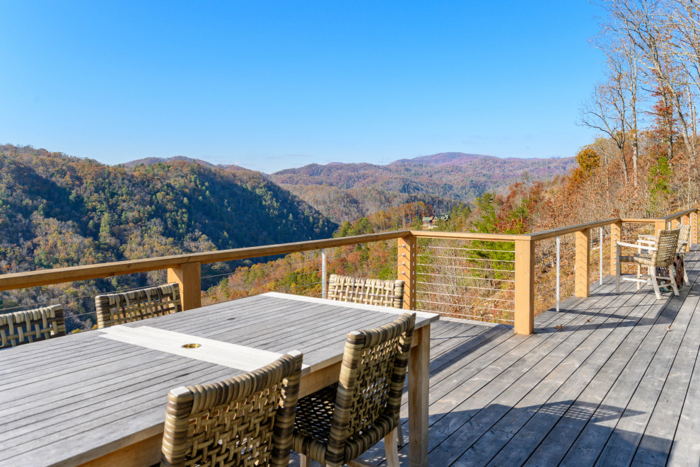 Deck - transitional backyard deck idea with no cover