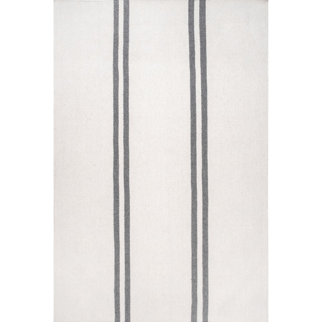 Lauren Liess Elowen Double Striped Wool Area Rug, Ivory, 9' X 12'