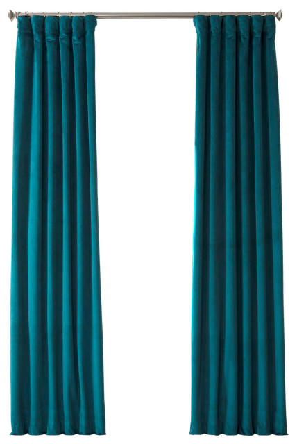 Signature Everglade Teal Blackout Velvet Curtain Single Panel Contemporary Curtains By Half Ds Houzz Signature Everglade Teal Blackout, Turquoise And White Curtains