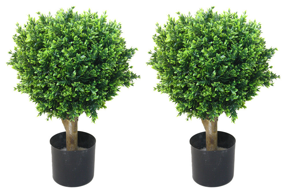 Set of Two 24" Julian Hedyotis Tree Artifical Topiary In/Out Door