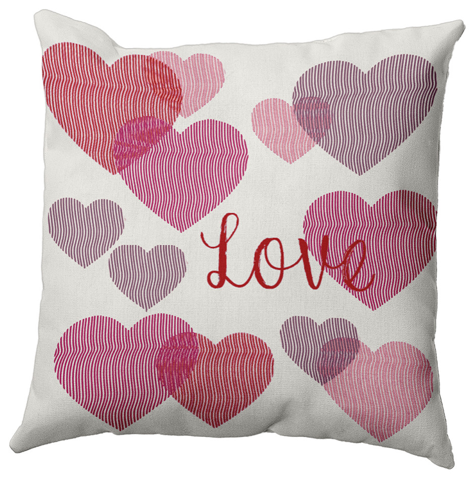 Colliding Hearts Decorative Throw Pillow, 26"x 26" Contemporary