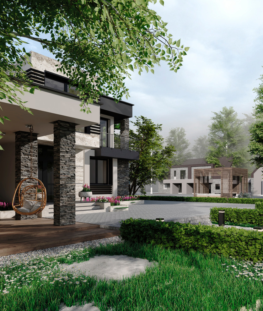 Modern Facade with Garden Design