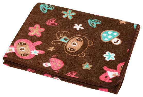 Brown Dancing Bear Fleece Throw Blanket In A String Bag (30.7 by 46.9 inches)