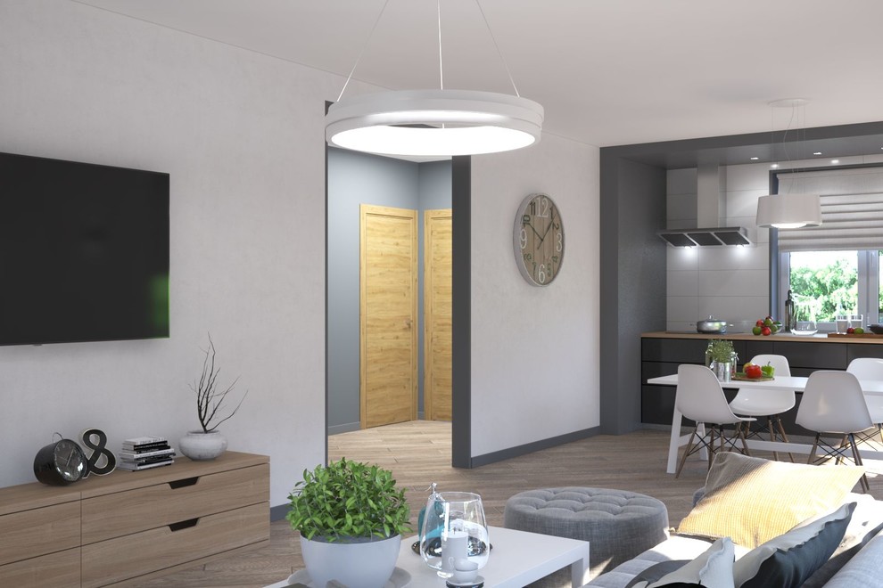 Гостиная с кухней и обеденной зоной