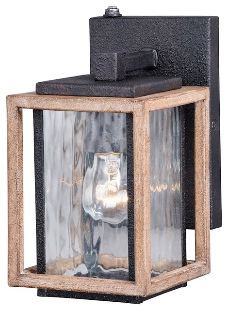 Vaxcel Modoc 1 Light Outdoor Wall Sconce Bronze Oak Ripple Glass Vaxcel Modoc 1 Light Outdoor Wall Sconce Bronze Oak Ripple Glass